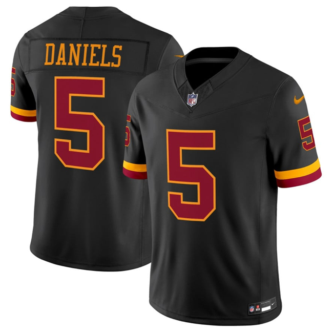 Men's Washington Commanders #5 Jayden Daniels Black 2026 F.U.S.E. Hail Raiser Alternate Vapor Limited Stitched Football Jersey